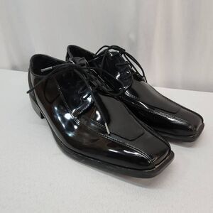 Jean Zries Size 9.5 Men's Black Patent Leather Tuxedo Shoes Formal Dress Shoes